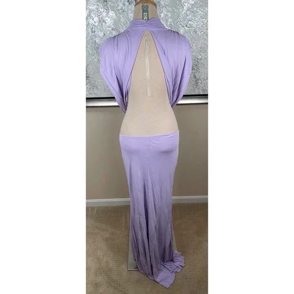 Helsa Constantina Bow Cutout Ruched Draped Jersey Maxi Dress Sz L -  thefunkyskunk.ie